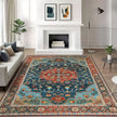 Midnight Teal Area Rug – Non-Slip Living Room Rug