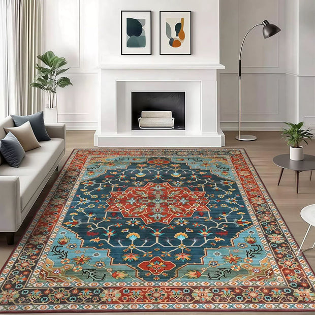 Midnight Teal Area Rug – Non-Slip Living Room Rug