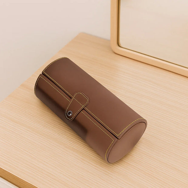 Tasbeeh Storage Box – Leather Cylinder Organizer (Brown)