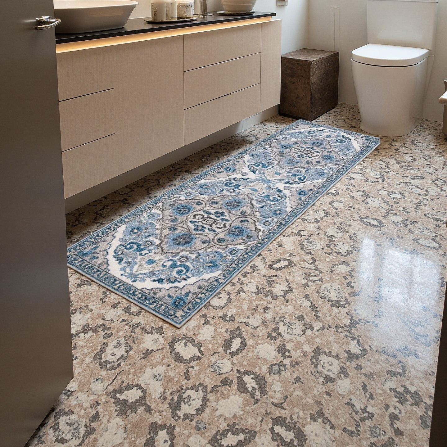 Kitchen Runner Rug – Blue Moroccan