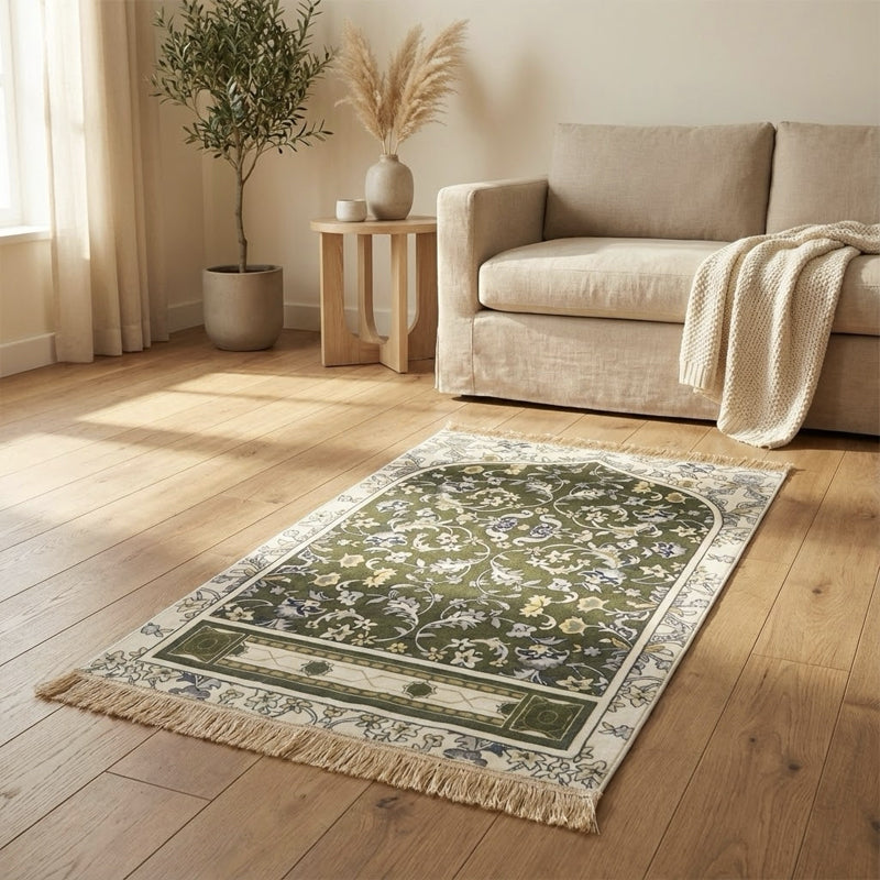 Premium Soft Mihrab Design Prayer Mat – Green