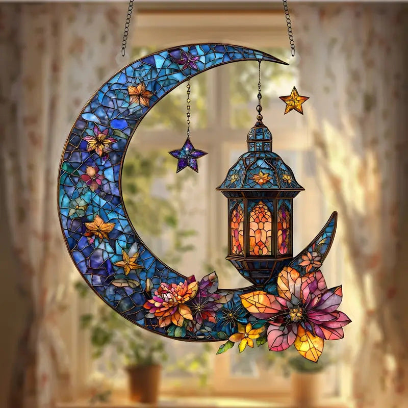 Floral Crescent Lantern Hanging Ornament