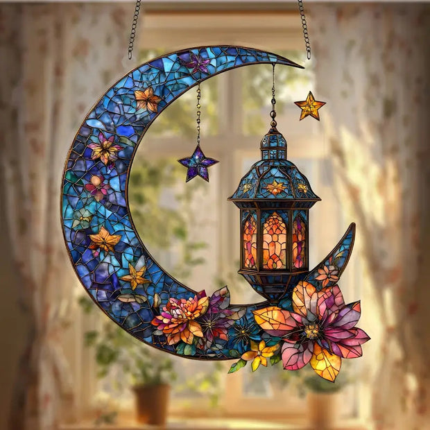 Floral Crescent Lantern Hanging Ornament