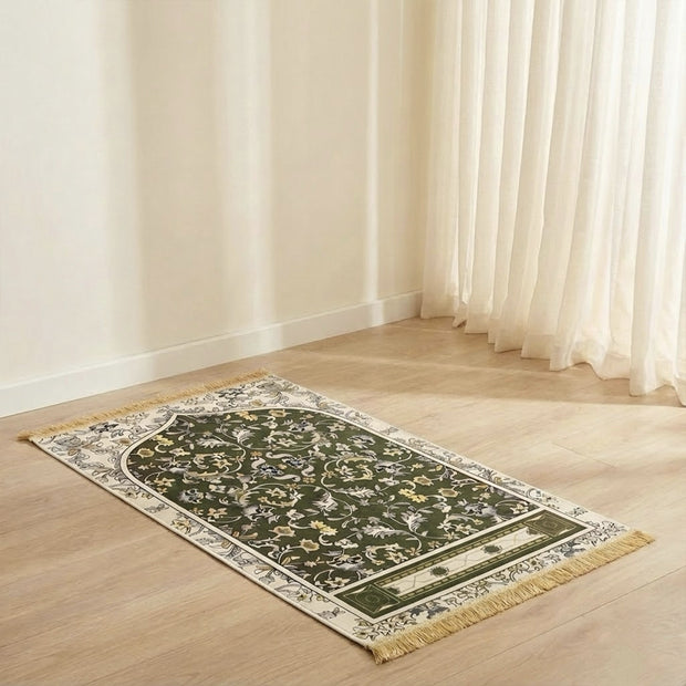 Premium Soft Mihrab Design Prayer Mat – Green