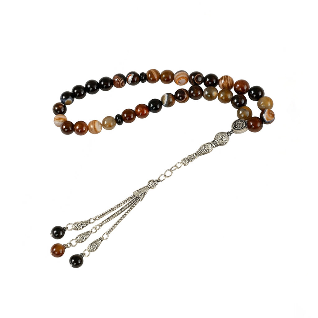 Agate Tasbih – Earth Tones, Metal Tassel