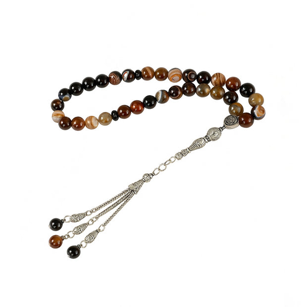 Agate Tasbih – Earth Tones, Metal Tassel