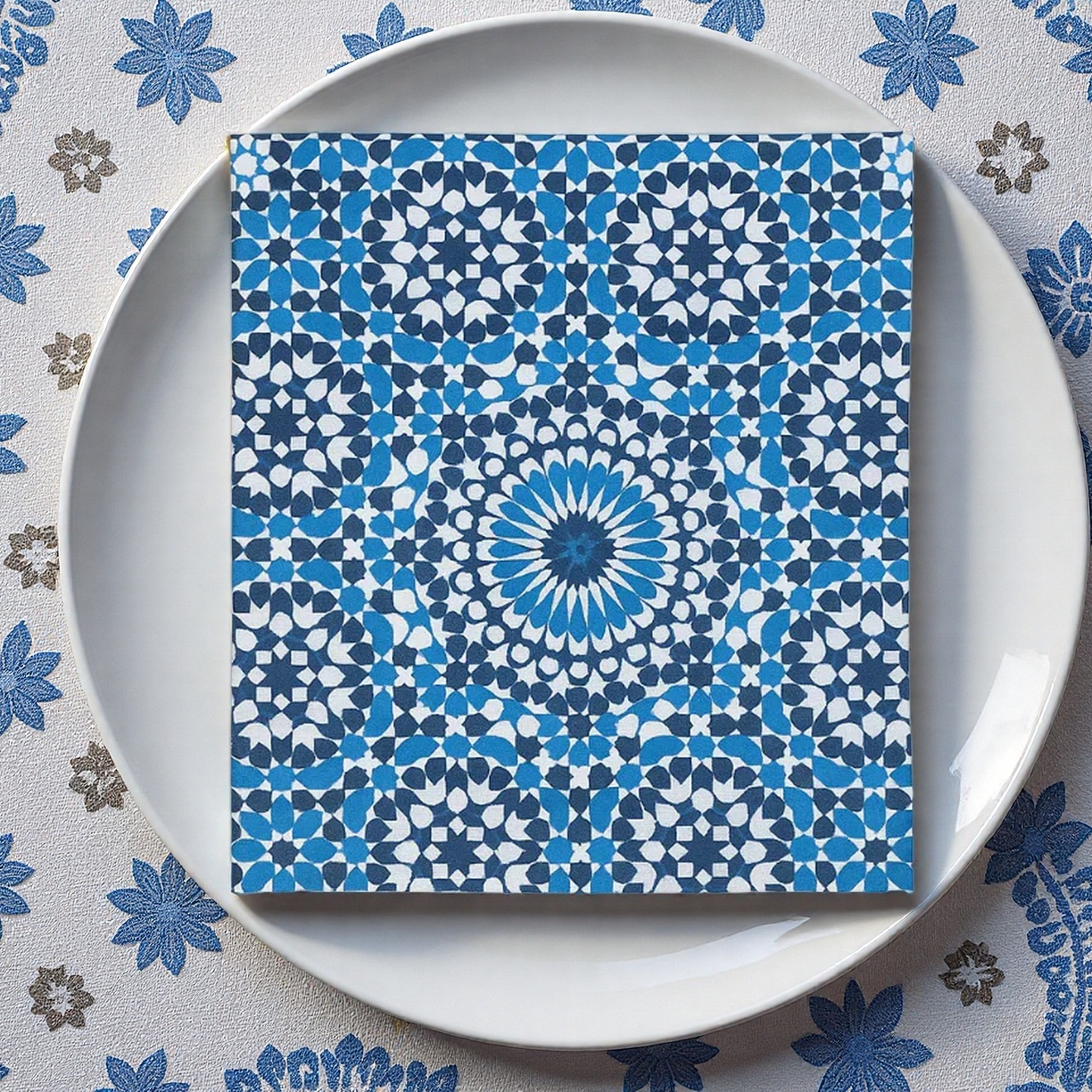 Moroccan Blue Mosaic Paper Napkins