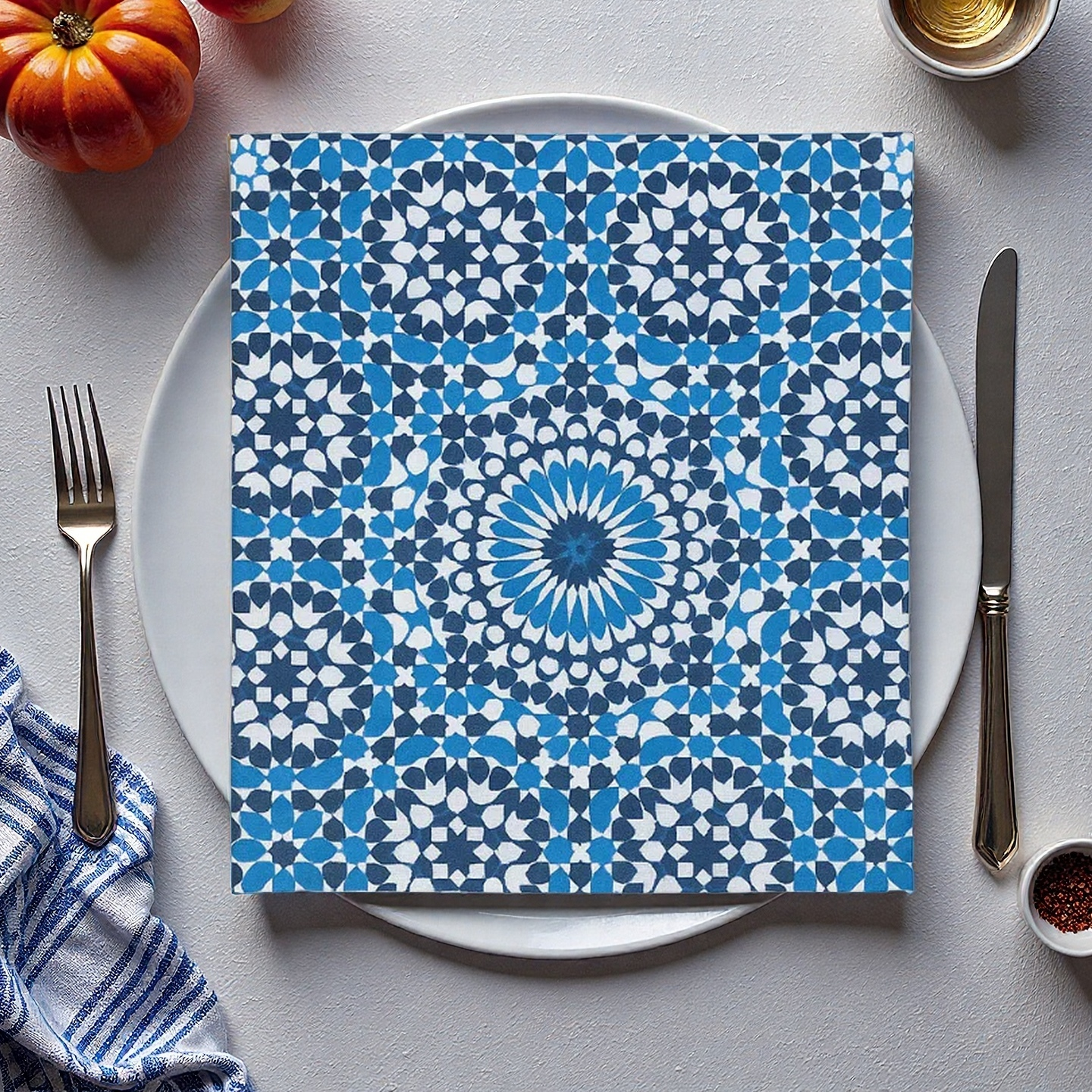 Moroccan Blue Mosaic Paper Napkins