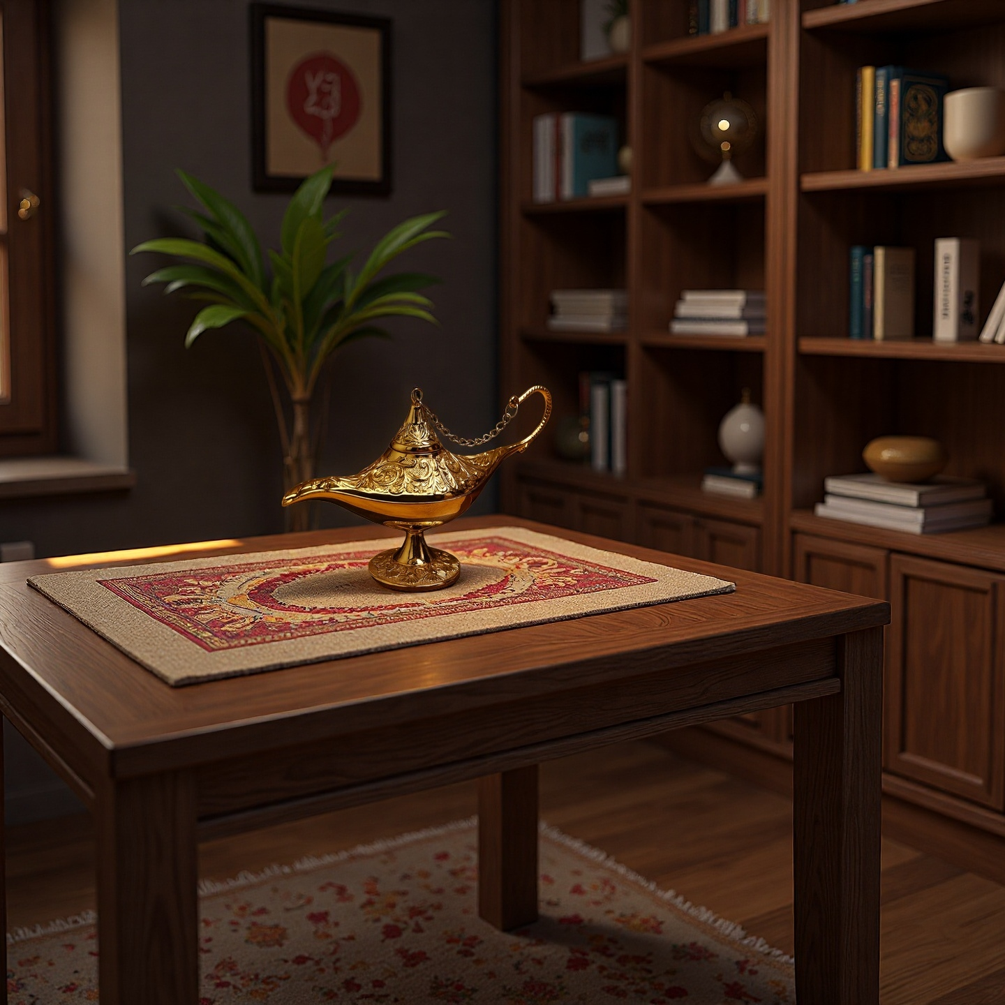 Golden Aladdin’s Genie Lamp – Decorative Ornament