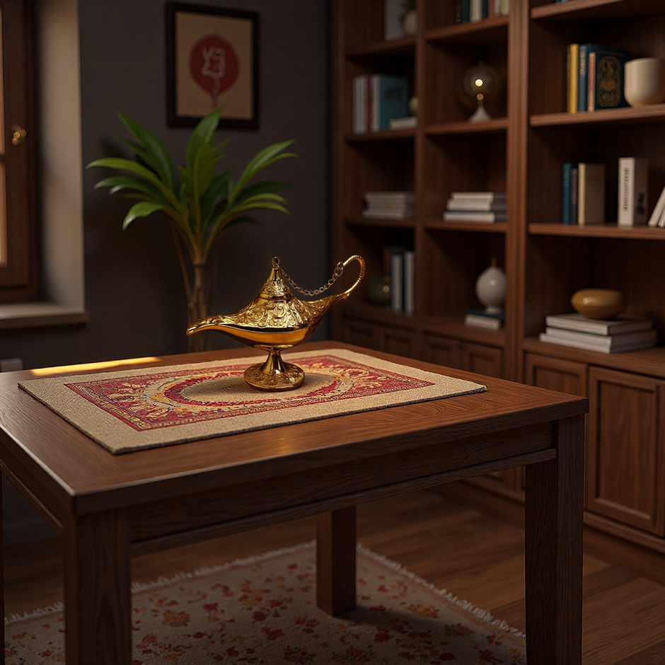 Golden Aladdin’s Genie Lamp – Decorative Ornament