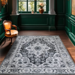 Charcoal Gray Area Rug – Non-Slip Living Room Rug