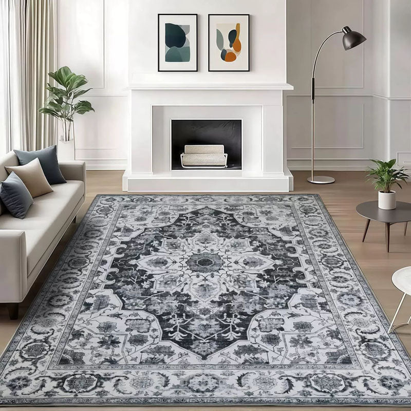 Charcoal Gray Area Rug – Non-Slip Living Room Rug