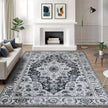 Charcoal Gray Area Rug – Non-Slip Living Room Rug