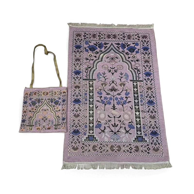 Prayer Mat with Carry Bag – Pink Mihrab Design