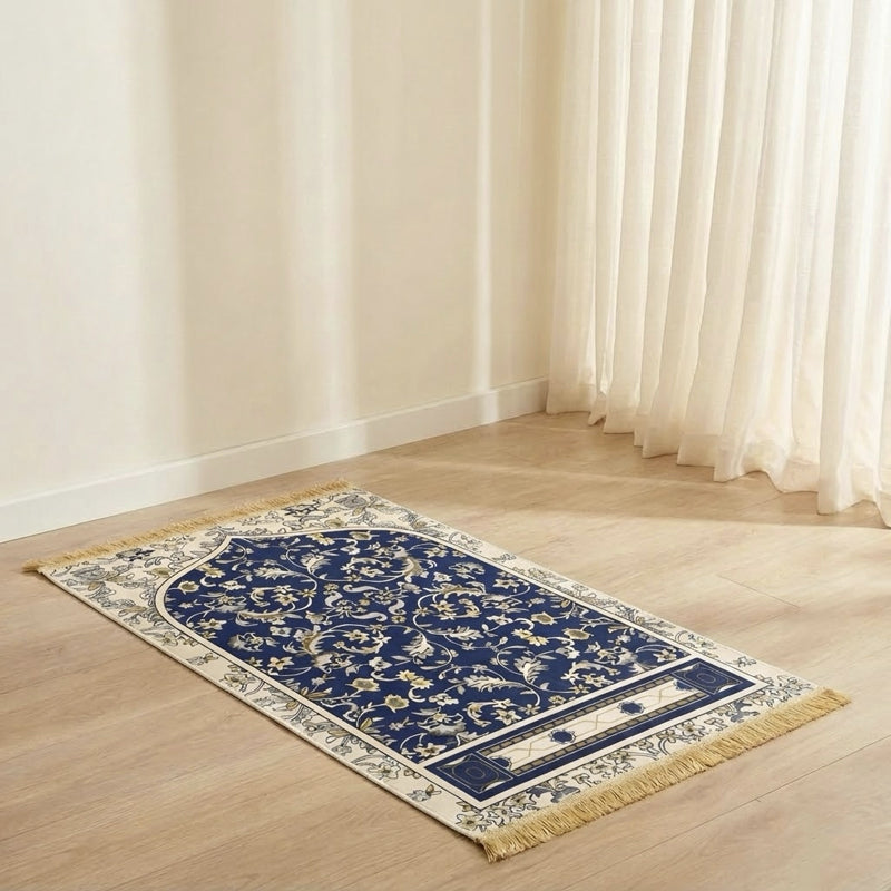 Premium Soft Mihrab Design Prayer Mat – Blue