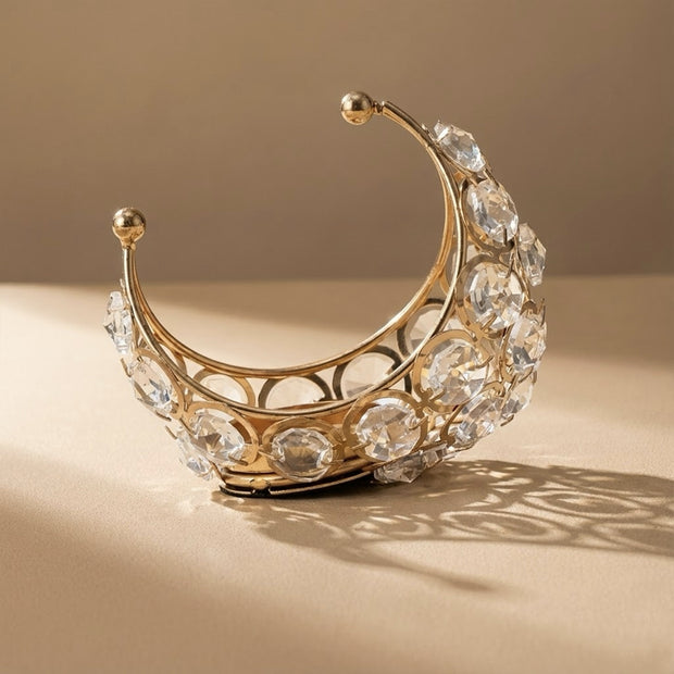 Luxury Crystal Crescent Candle Holder – Gold
