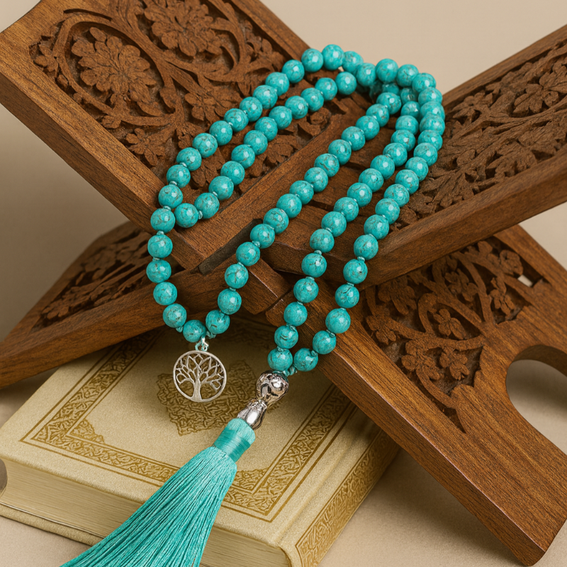 Turquoise Tassel Necklace – Boho Medallion Pendant