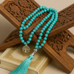 Turquoise Tassel Necklace – Boho Medallion Pendant
