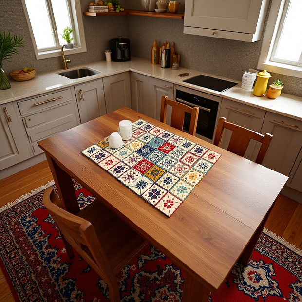 Moroccan Tile Dish Drying Mat — Absorbent & Non-Slip