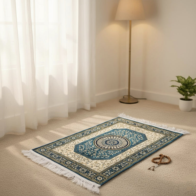 Graceful Soft Prayer Mat– Emerald Ottoman Medallion