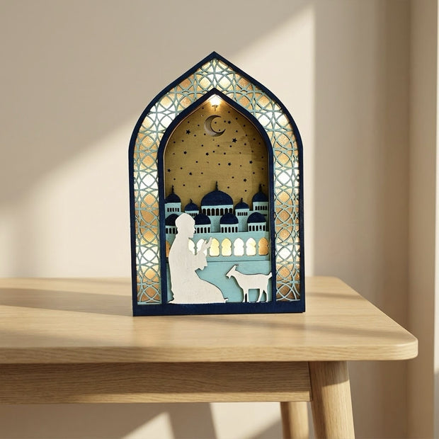 Ramadan Night Light – LED Wooden Mosque Arch (Prayer)
