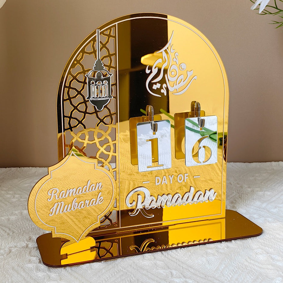 Acrylic Mirror Ramadan Countdown Calendar Tabletop Decoration