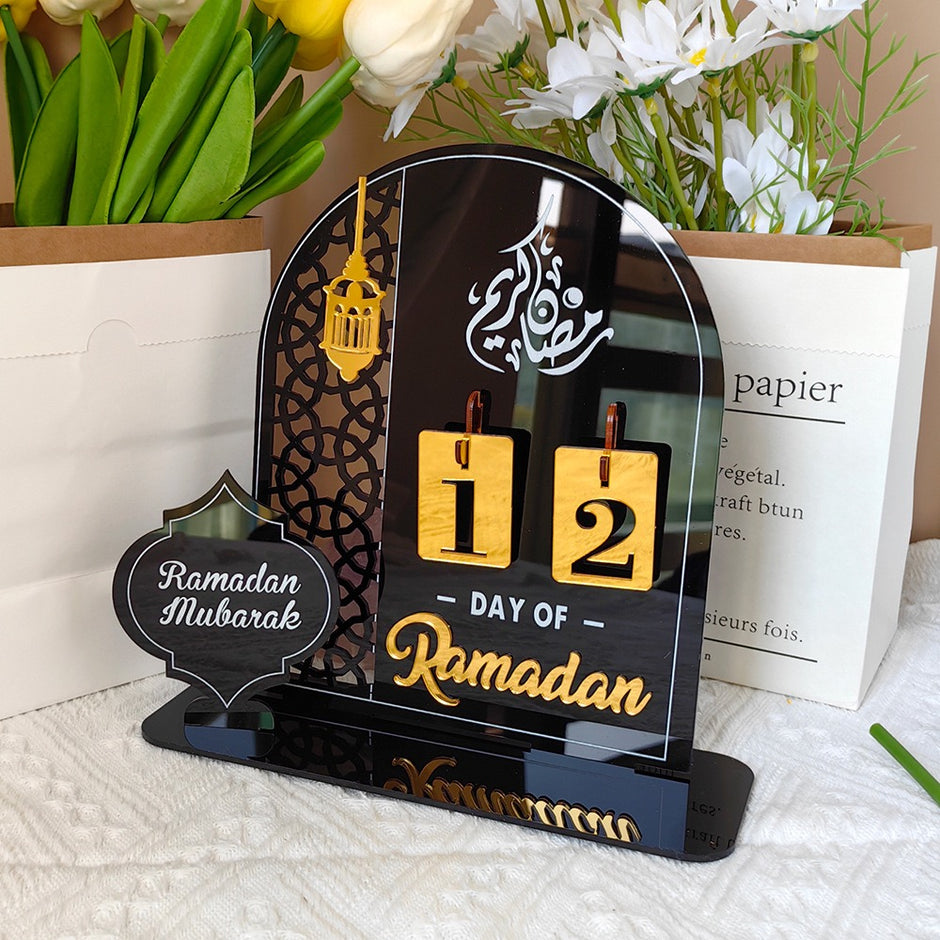 Acrylic Mirror Ramadan Countdown Calendar Tabletop Decoration