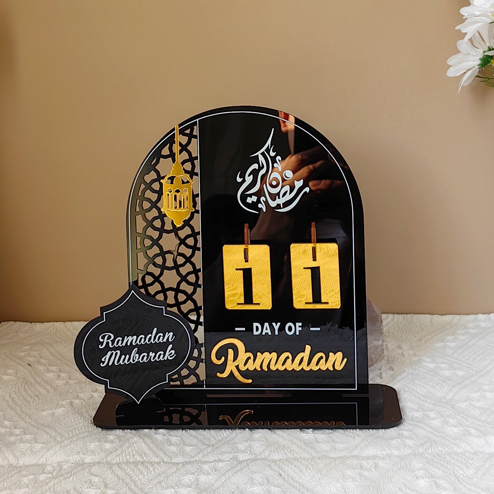 Acrylic Mirror Ramadan Countdown Calendar Tabletop Decoration
