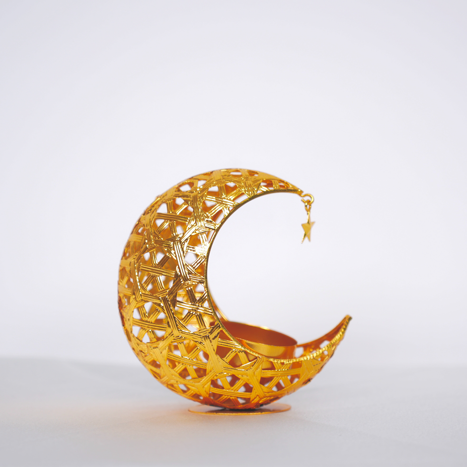 Islamic Moon-Shaped Metal Candle Holder