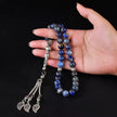 Lapis Lazuli Muslim Prayer Beads – Silver Leaf Tassel Tasbih