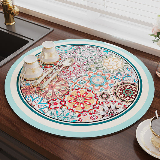 Moroccan Mosaic Trivet Mat – Floral Blue & Red