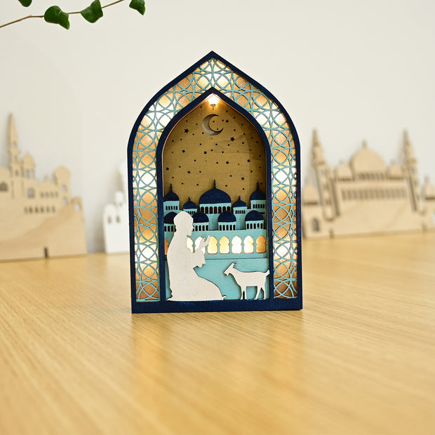 Ramadan Night Light – LED Wooden Mosque Arch (Prayer)