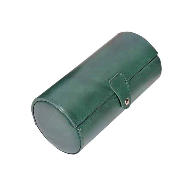 Tasbeeh Storage Box – Leather Cylinder Organizer (Green)