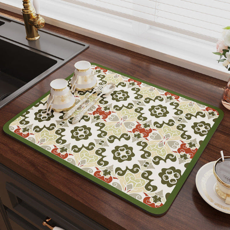 Dish Drying Mat, Absorbent & Non-Slip, Moroccan Style