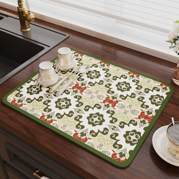 Dish Drying Mat, Absorbent & Non-Slip, Moroccan Style