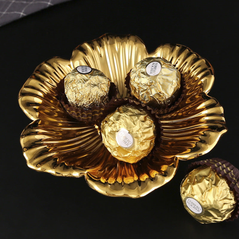 Gold Metal Arabic Floral Snack Dish