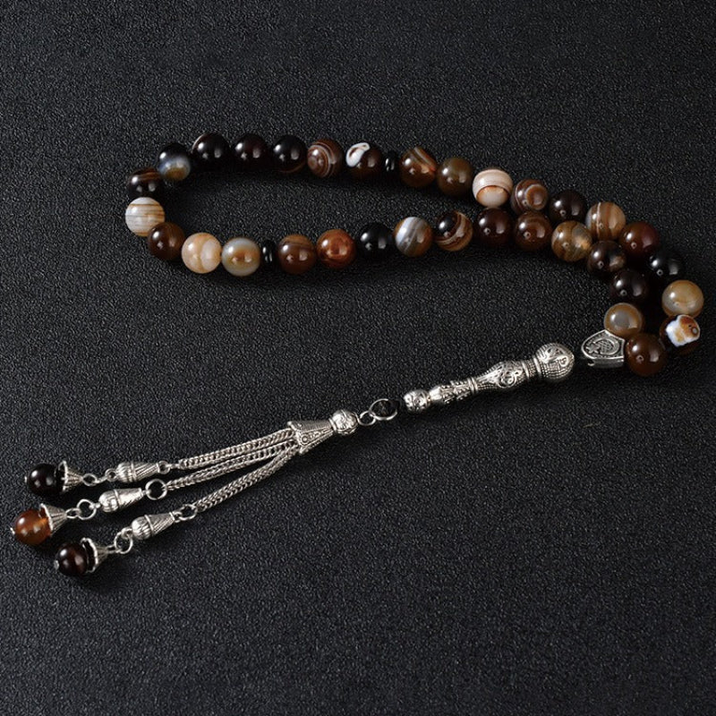 Agate Tasbih – Earth Tones, Metal Tassel