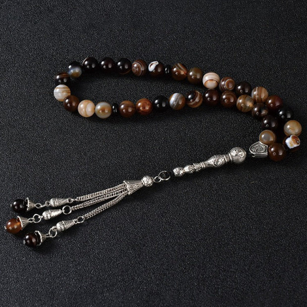 Agate Tasbih – Earth Tones, Metal Tassel