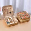Cork Travel Jewelry Box with Zipper – Floral Design