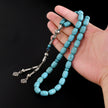 Blue Turquoise Tasbih — 33 Beads, Silver Tassel
