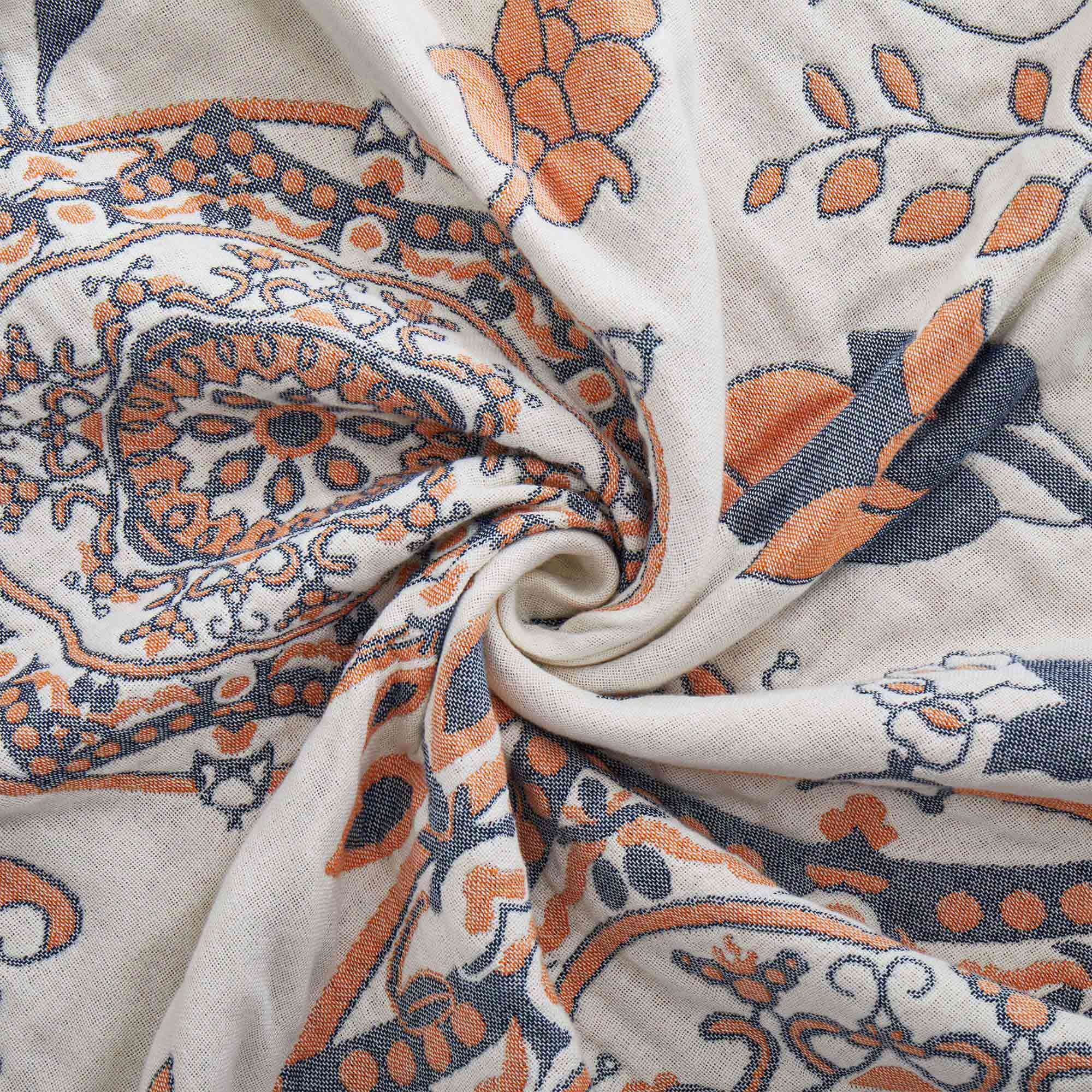 Boho Medallion Cotton Throw Blanket – Terracotta & Blue