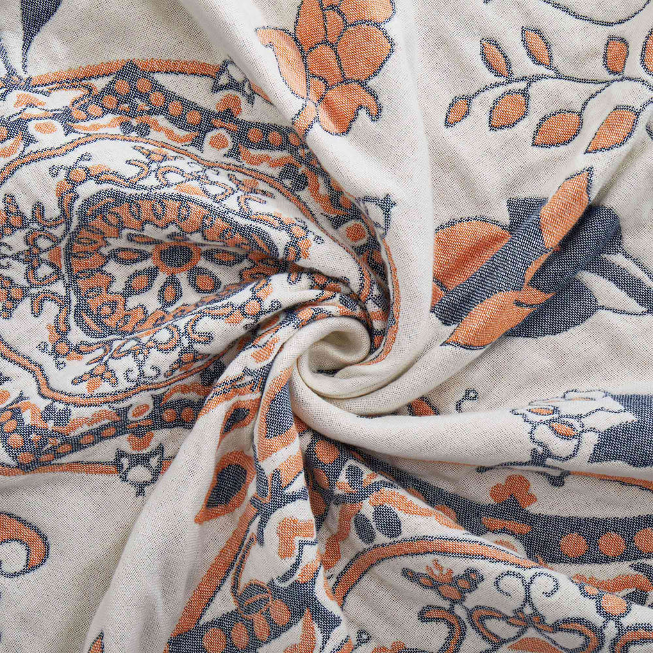 Boho Medallion Cotton Throw Blanket – Terracotta & Blue