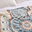 Boho Cotton Jacquard Throw Blanket – Coral & Blue Mist
