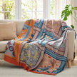 Boho Paisley Cotton Throw Blanket – Rust & Teal