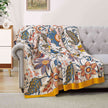 Boho Floral Medallion Cotton Throw Blanket – Mustard & Cream