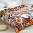 Boho Geometric Cotton Jacquard Throw Blanket – Multicolor Sunset