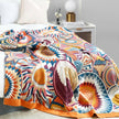 Boho Geometric Cotton Jacquard Throw Blanket – Multicolor Sunset