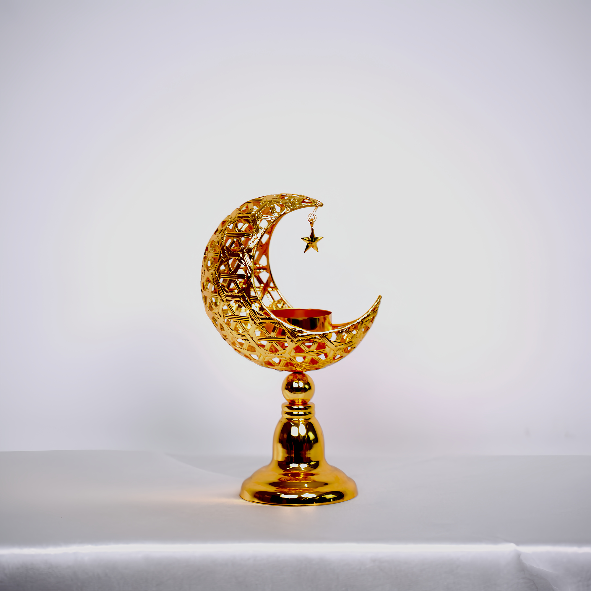 Islamic Moon-Shaped Metal Candle Holder