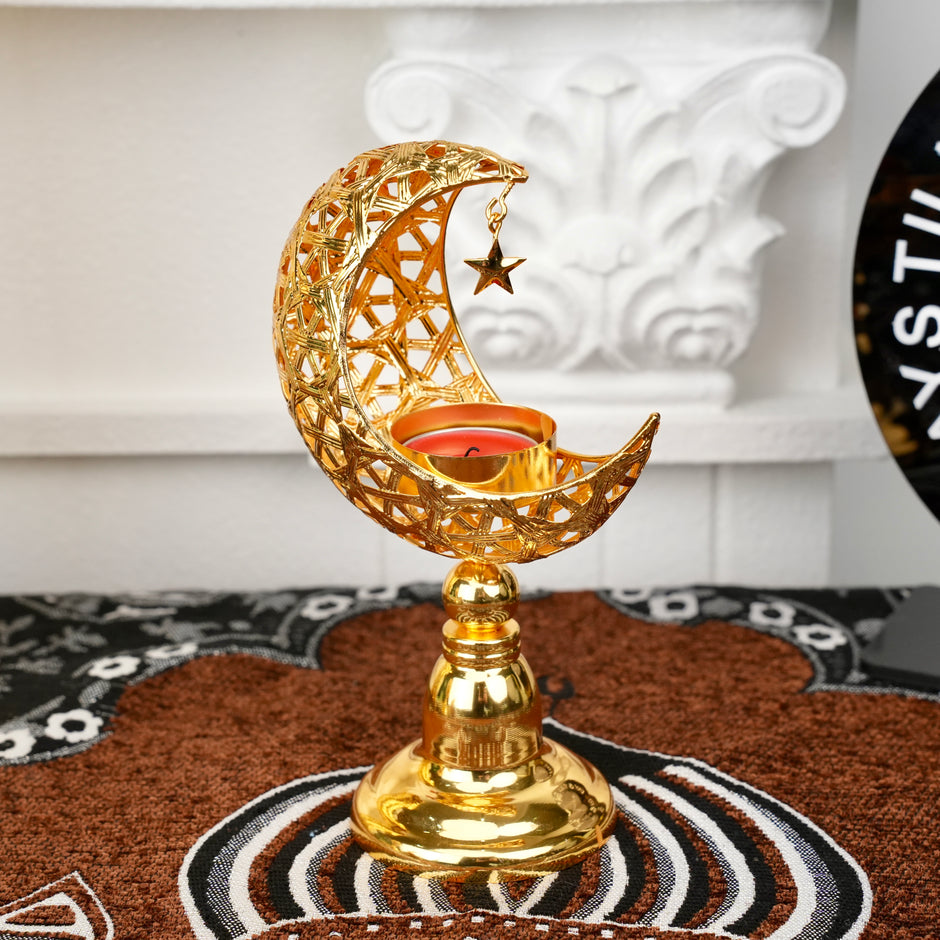 Islamic Moon-Shaped Metal Candle Holder