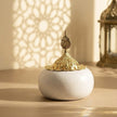Moroccan Ceramic Incense Burner – Ivory White & Gold
